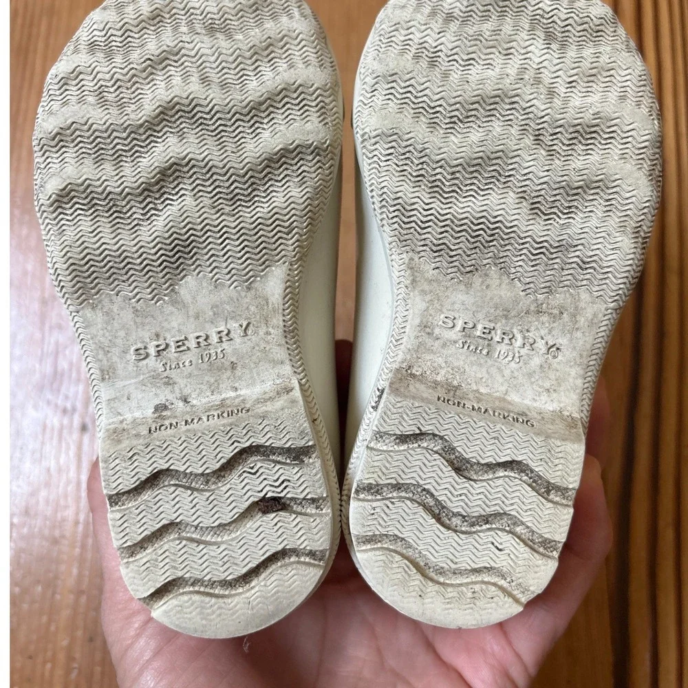 Sperry Saltwater Duck Boots Kids White Shimmer Waterproof Rain Boots SIZE 7M